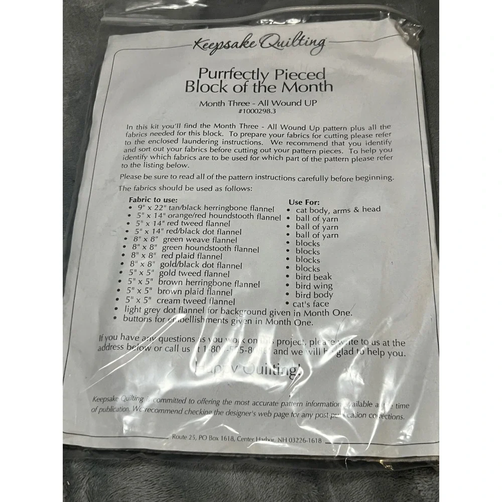 Keepsake Quilting Purrfectly Pieced All Wound Up Cat Quilt Kit Month 3 2015